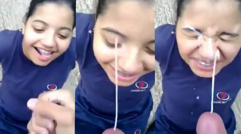 Amateur Teen Girl blowjob first experience - cum on face