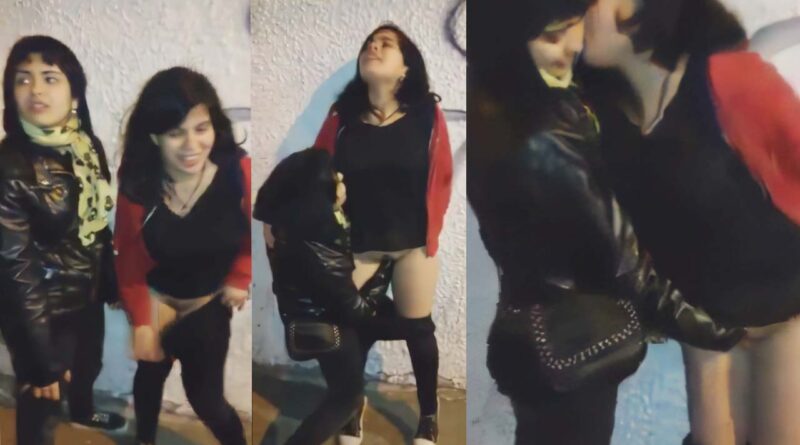 two young drunk lesbians masturbating in the street - Porn amateur