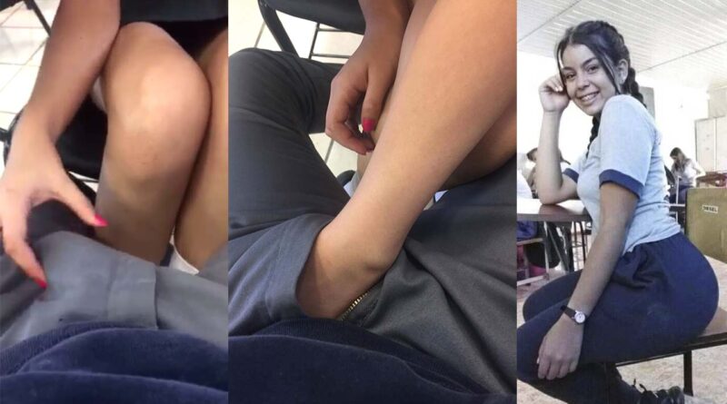 Real Pon amateur - Schoolgirl touching her classmate's cock
