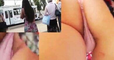 upskirt teen girl at the bus stop, pink panties porn amateur