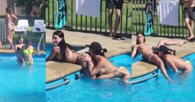 2 young lesbians licking ass and pussy in public pool