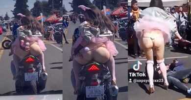 biker girl pushes her thong aside and shows her asshole porn amateur