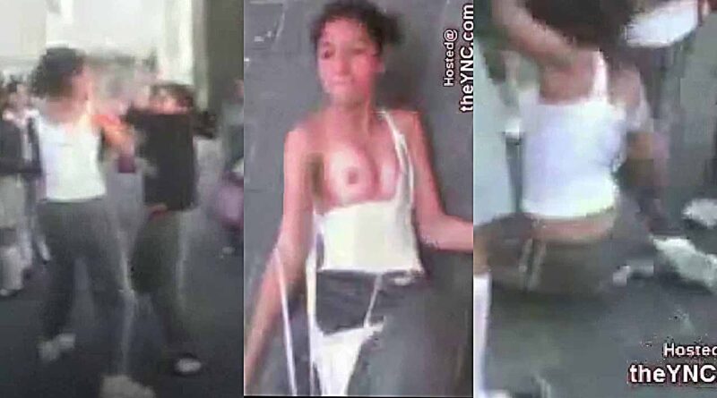 Old video - Latina schoolgirls fight and accidentally show their tits