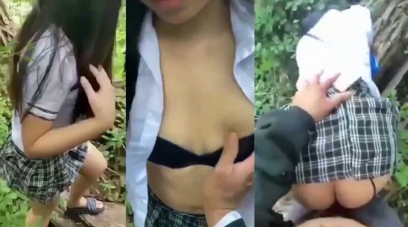 schoolgirl goes to the woods with her boyfriend to fuck so as not to be discovered