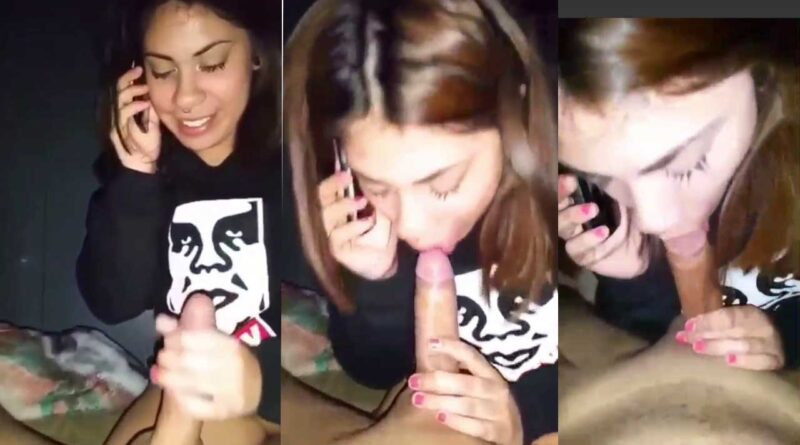 She received a call from her boyfriend while she is sucking another man's dick