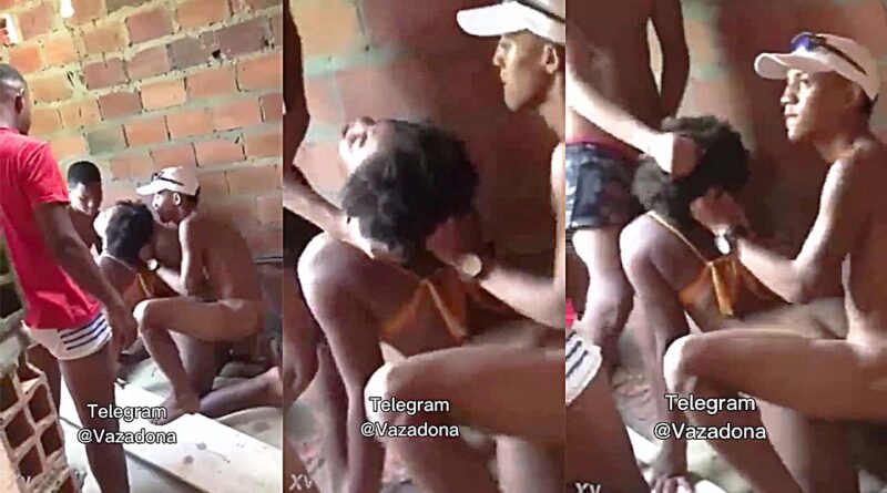 African teen girl is fucked by 3 men in an abandoned house