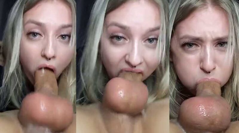 CUTE BLONDE GIRL DEEP BLOWJOB UNTIL FILLING HER MOUTH WITH CUM