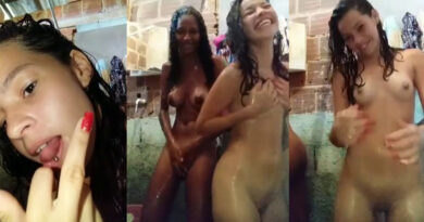 Colombian teen girls brunette and white girl film themselves naked in the shower