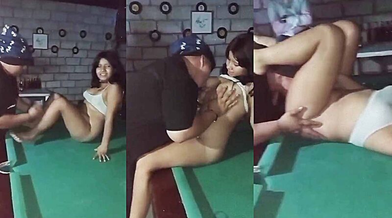 Drunk Mexican teen girl in a pool hall fucked by a Fat CHOLO