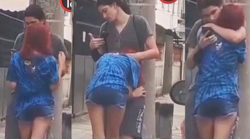 On the streets of Colombia, redhead girl sucks her boyfriend's cock