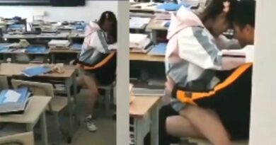 Japanese school students caught fucking in the classroom