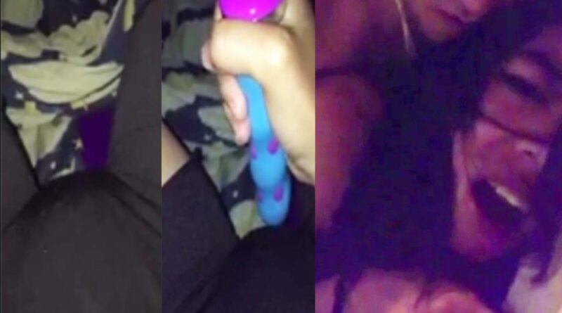 SHE RUBS HER PUSSY WITH A DILDO BEFORE FUCKING