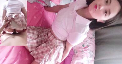 schoolgirl in pink school uniform