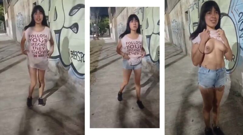 Argentine girl shows her tits on the street