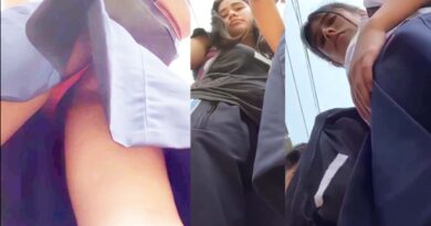CAUGHT - schoolgirl girls notice that their panties are being filmed with a hidden camera