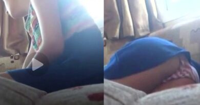 On the couch at home he films an upskirt of his cousin, accidentally showing her ass