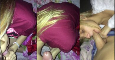 Blonde teen always has to suck cock before going to sleep