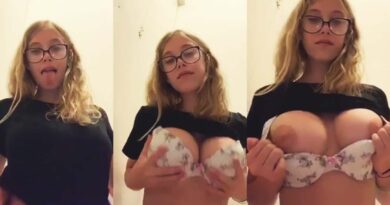 Blonde teen shows that she has the biggest tits in her entire school