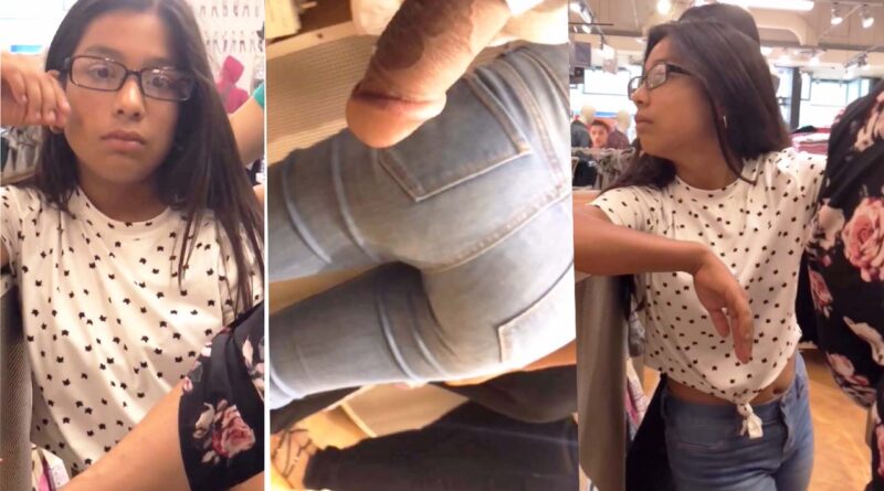 Extreme flashdick of a girl in a clothing store