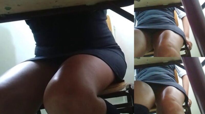 schoolgirl under the table hidden camera girl legs