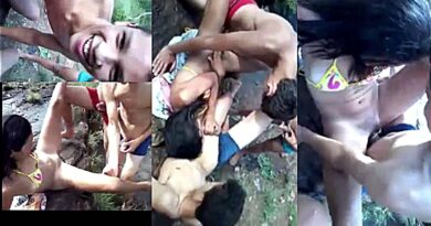 Viral porn a group of 4 teenagers fuck a girl in a river in Brazil